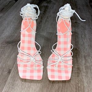 Brand new JustFab lace up sandals size 7.5